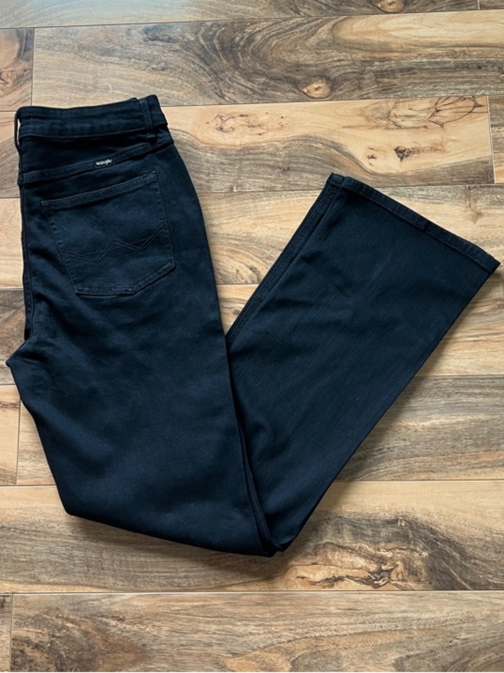 Wrangler Black Flare Jeans Womens Sz 10x30 Stretch Bootcut Western Rodeo